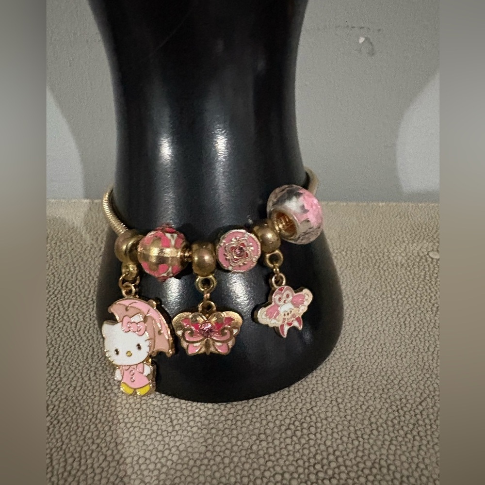 Gold and Pink Charm Bracelet - Picture 5 of 16